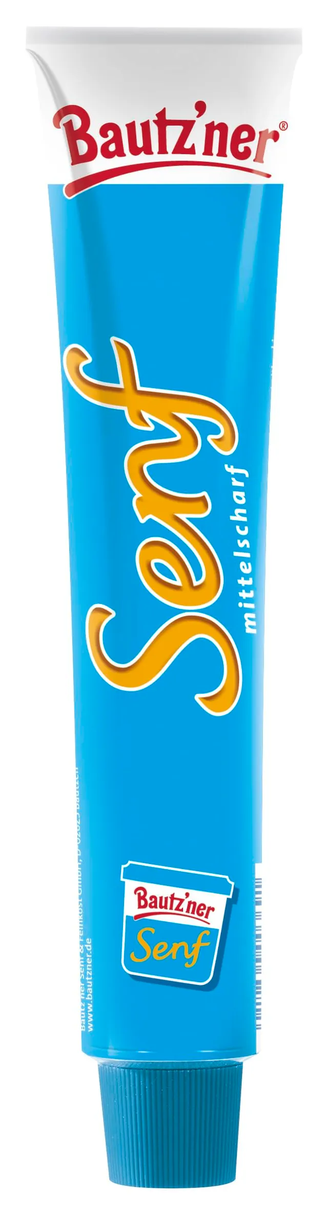 bautz-ner-senf-mittelscharf-tube-kult-senf-mit-blauem-deckel image 1