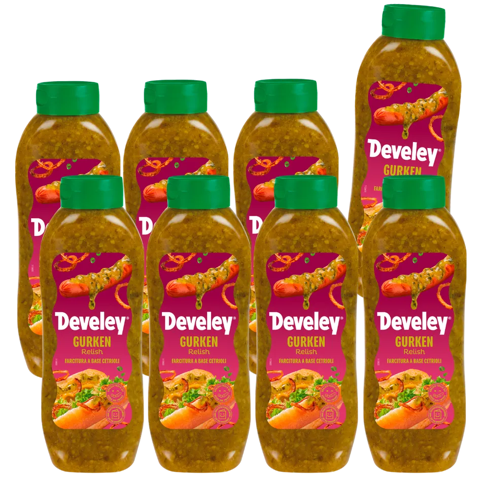 develey-gurken-relish-snacksauce-8x-875-ml-flasche-multipack image 1