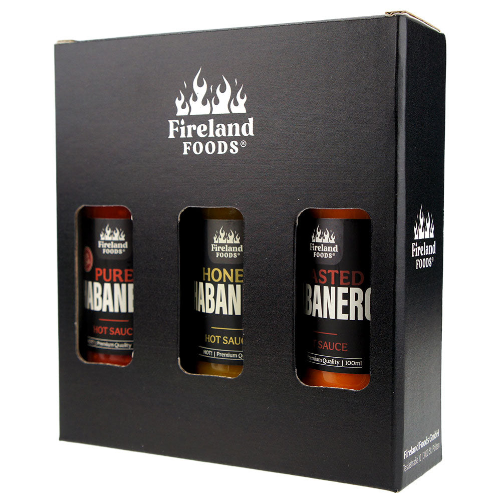 fireland-foods-habanero-box-3er-pack-honey-classic-und-roasted-habanero-hot-sauc image 2