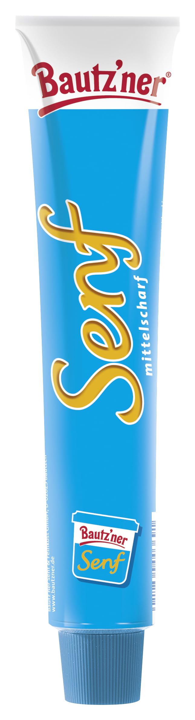 bautz-ner-senf-mittelscharf-tube-kult-senf-mit-blauem-deckel image 1