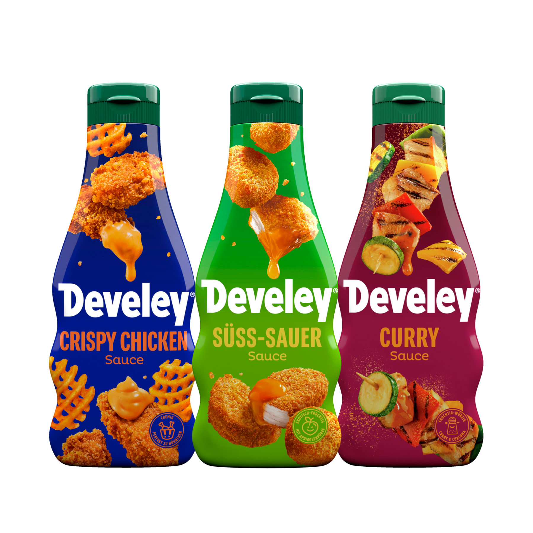 develey-set-mit-crispy-chicken-sauce-s-sauer-sauce-und-curry-sauce-3x-250-ml image 1