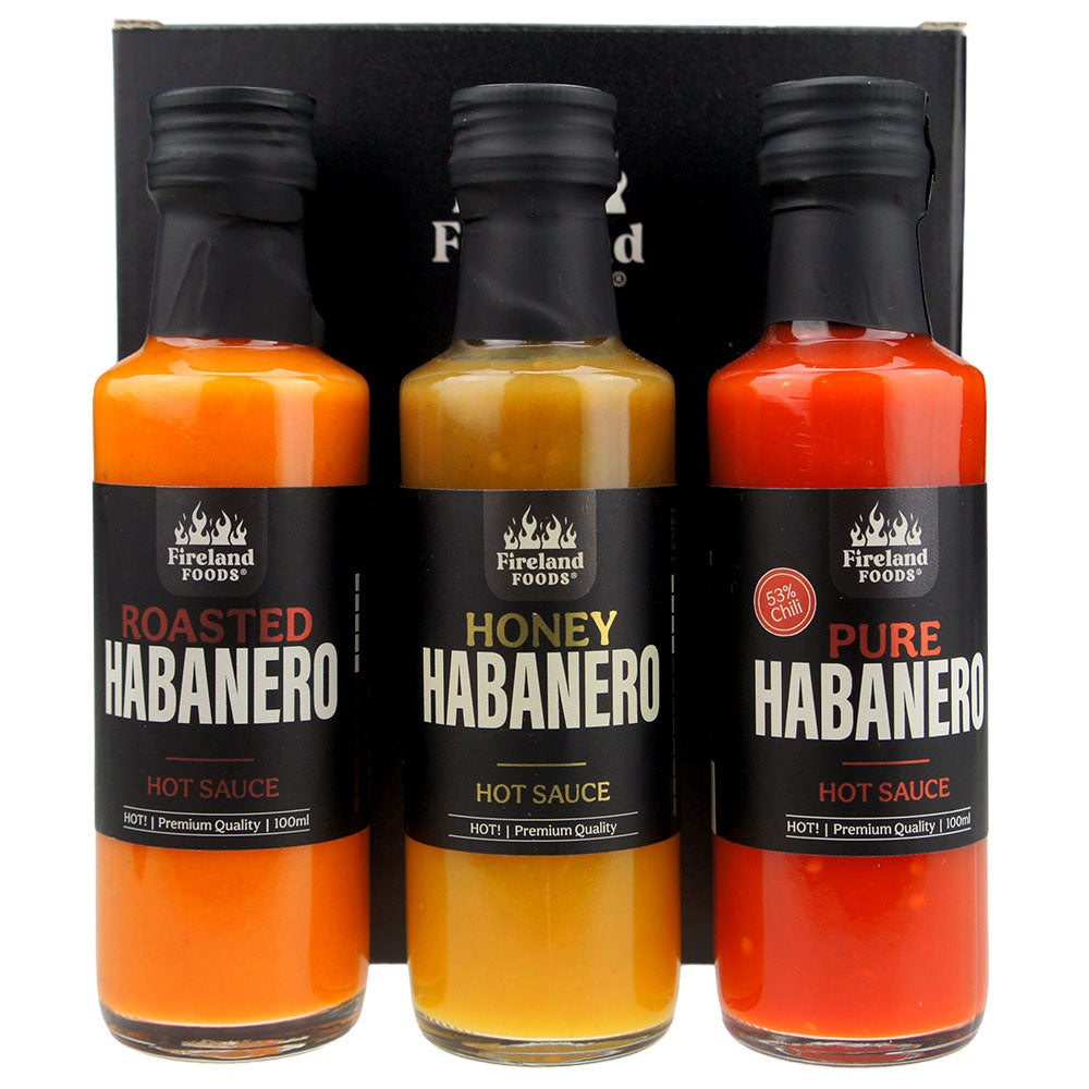 fireland-foods-habanero-box-3er-pack-honey-classic-und-roasted-habanero-hot-sauc image 3