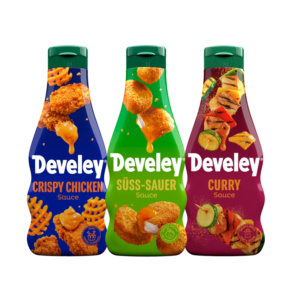 develey-set-mit-crispy-chicken-sauce-s-sauer-sauce-und-curry-sauce-3x-250-ml image 1