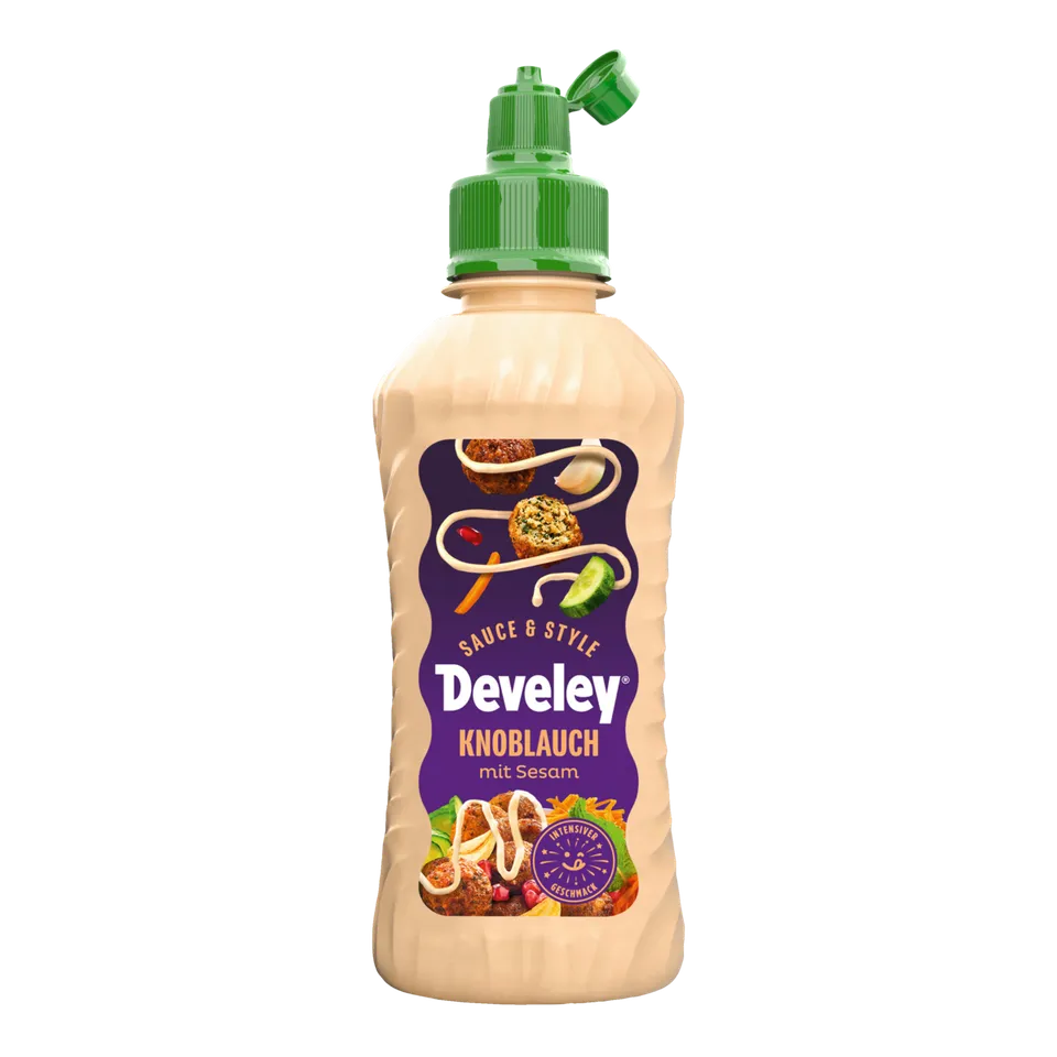 develey-sauce-style-knoblauch-sesam-sauce-225ml-topping-flasche image 1