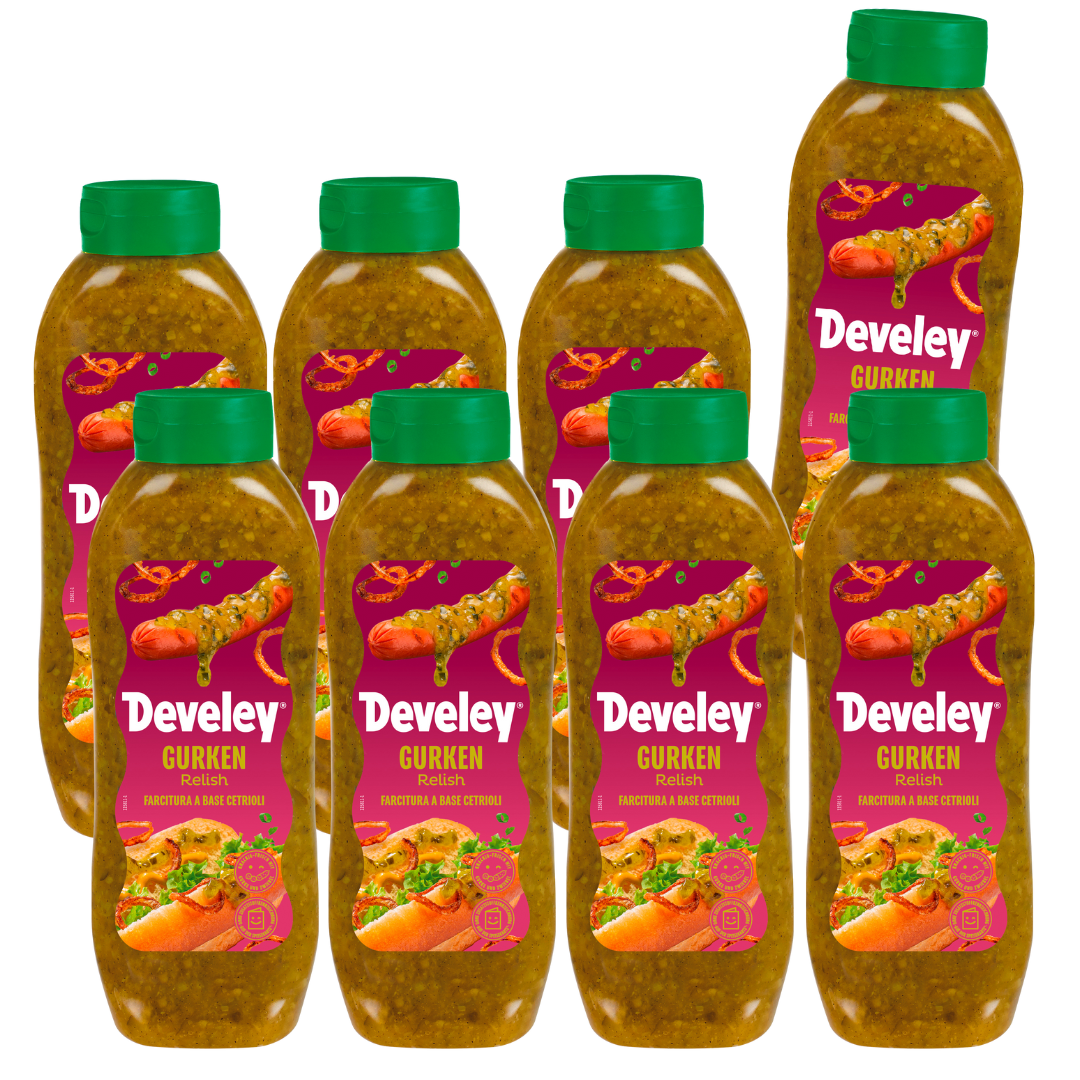 develey-gurken-relish-snacksauce-8x-875-ml-flasche-multipack image 1