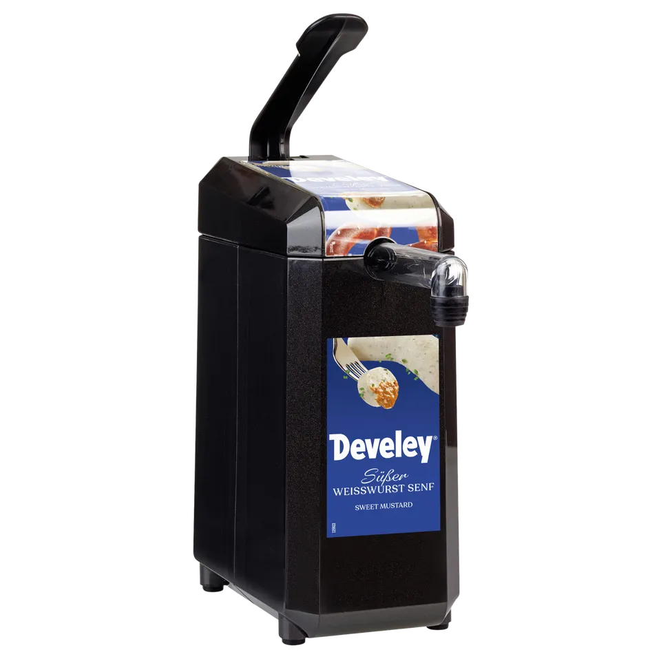 develey-dispenser-mit-etikett-wei-wurst-senf-f-r-2-5-kg-dispenserbeutel image 1