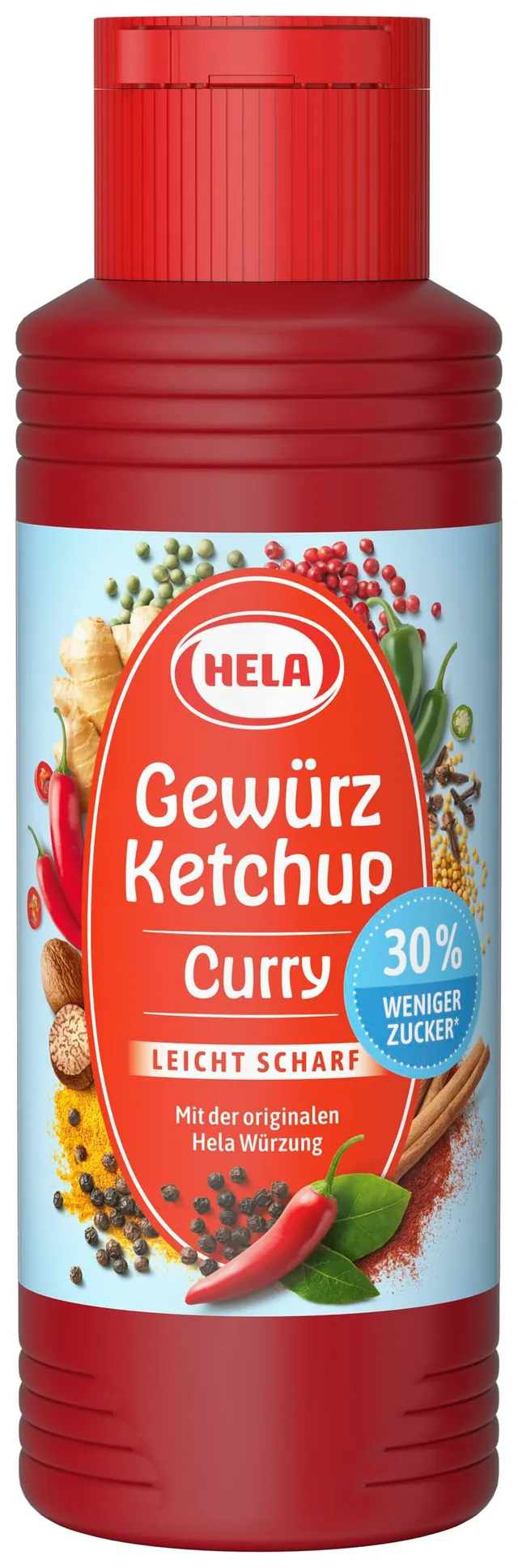hela-gew-rz-ketchup-curry-leicht-scharf-300-ml-30-weniger-zucker image 1